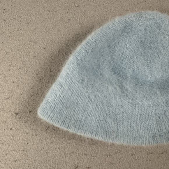 Y2K Bobby‎ Jack Girls Fuzzy Angora Beanie Hat Blue Monkey Embroidered Knit Retro - Picture 9 of 14